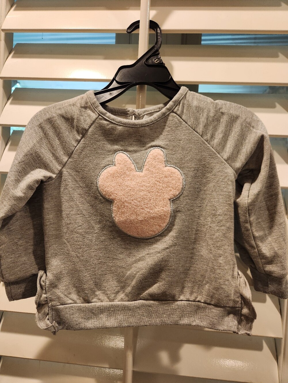 Disney Baby Grey Kids Sweatshirt with Pink Minnie Mouse Patch, Size 18M